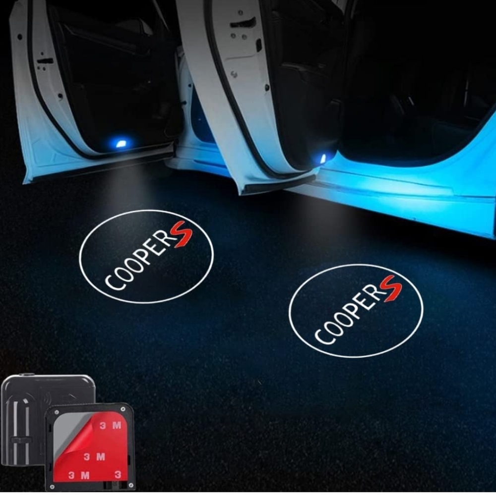 2 wireless mini Cooper S car door led projector projection led puddle lights